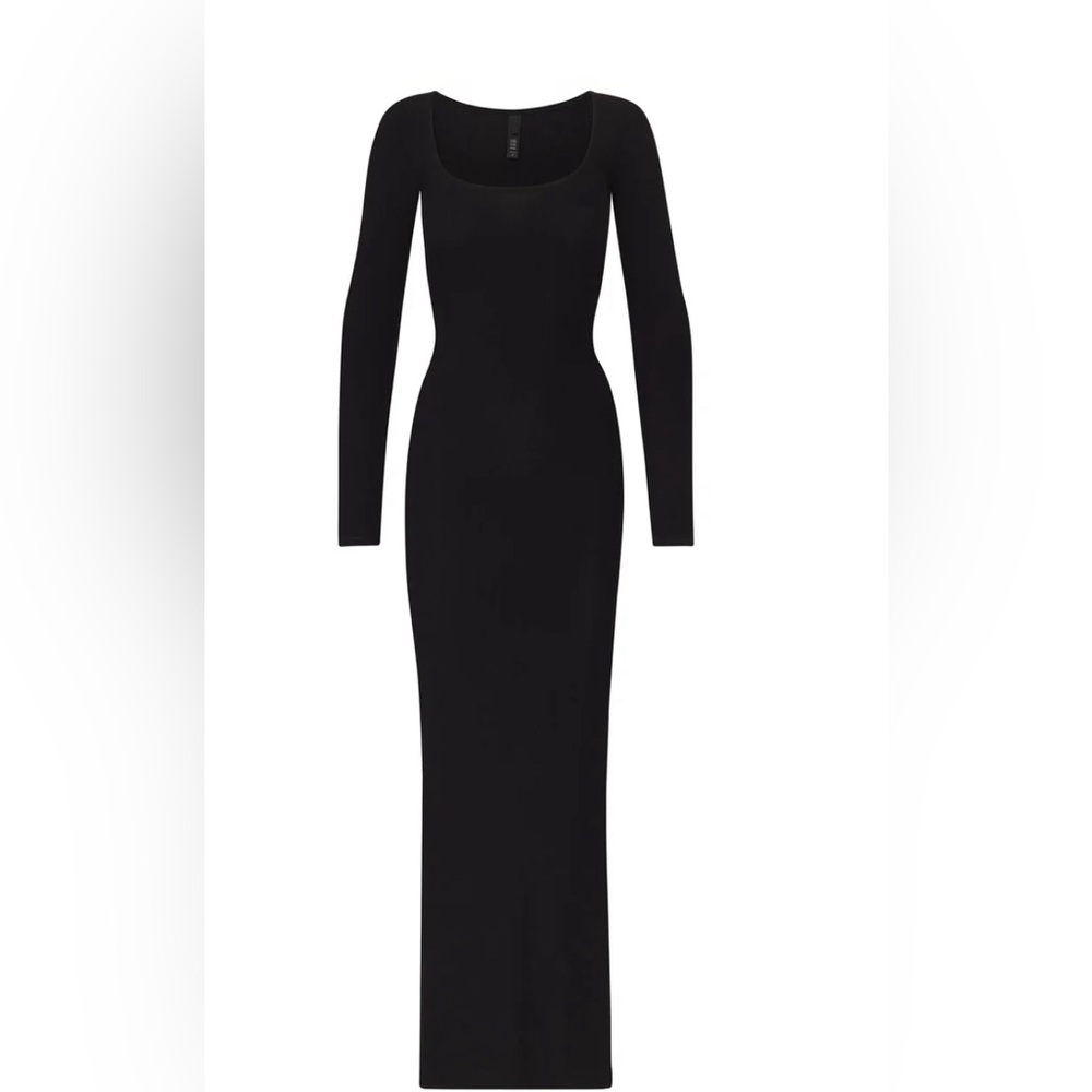 SKIMS NWT SOFT LOUNGE LONG SLEEVE DRESS SIZE LARGE ONYX